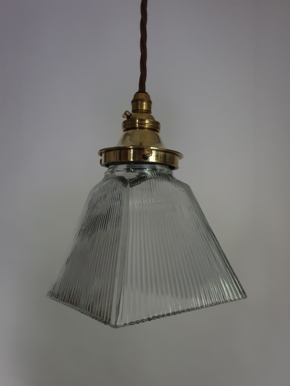 1920's Square Glass Ceiling Pendant Lights, Rewired 