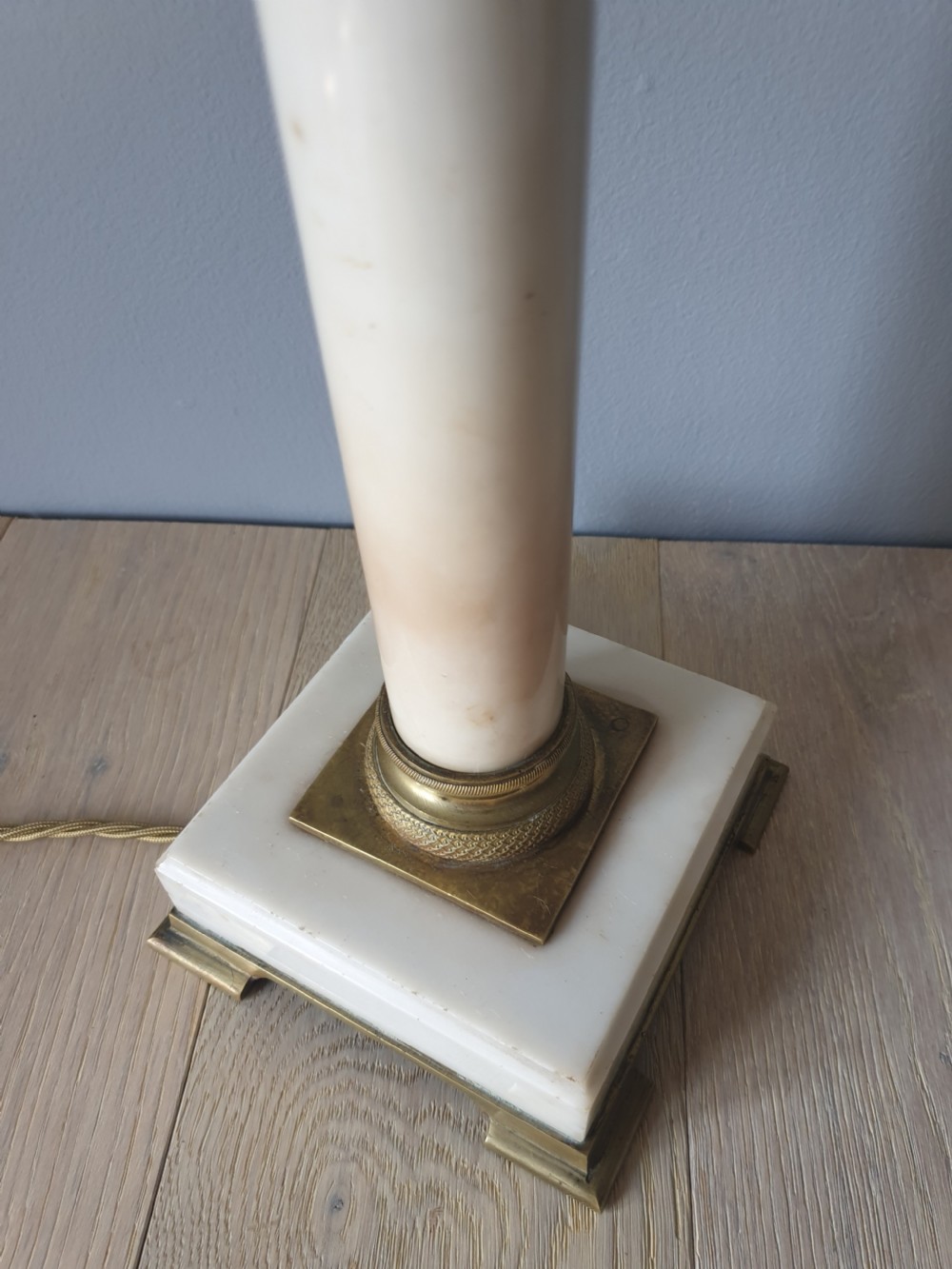 French Marble Brass Table Lamp, Rewired and PAT tested  View II