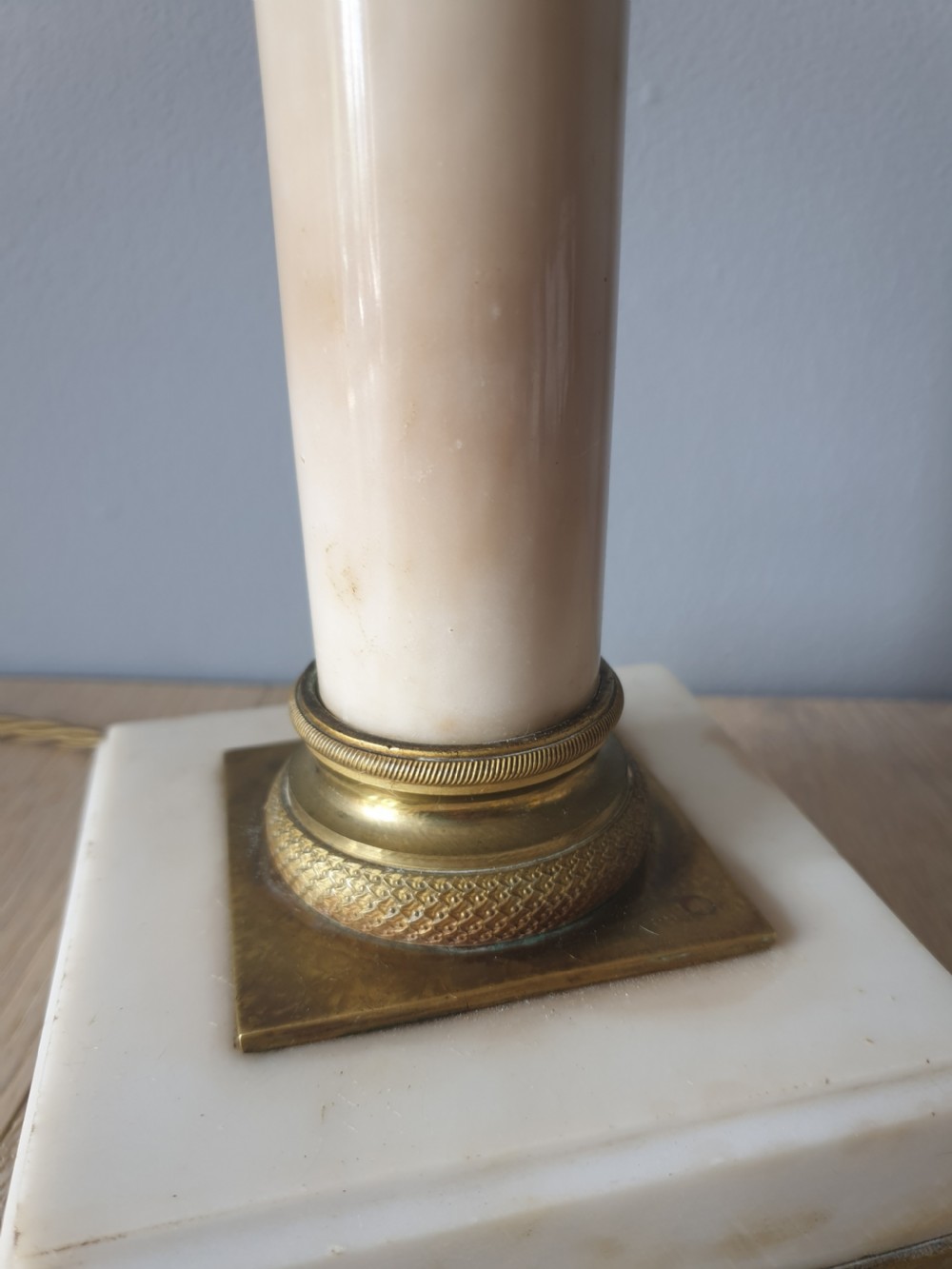 French Marble Brass Table Lamp, Rewired and PAT tested  View V