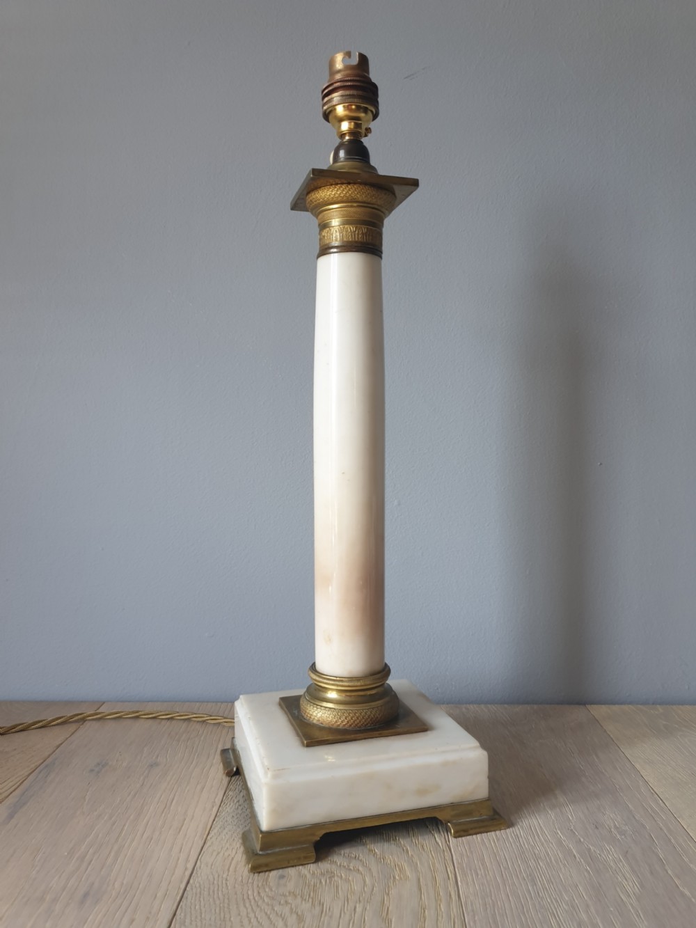 French Marble Brass Table Lamp, Rewired and PAT tested  View IX
