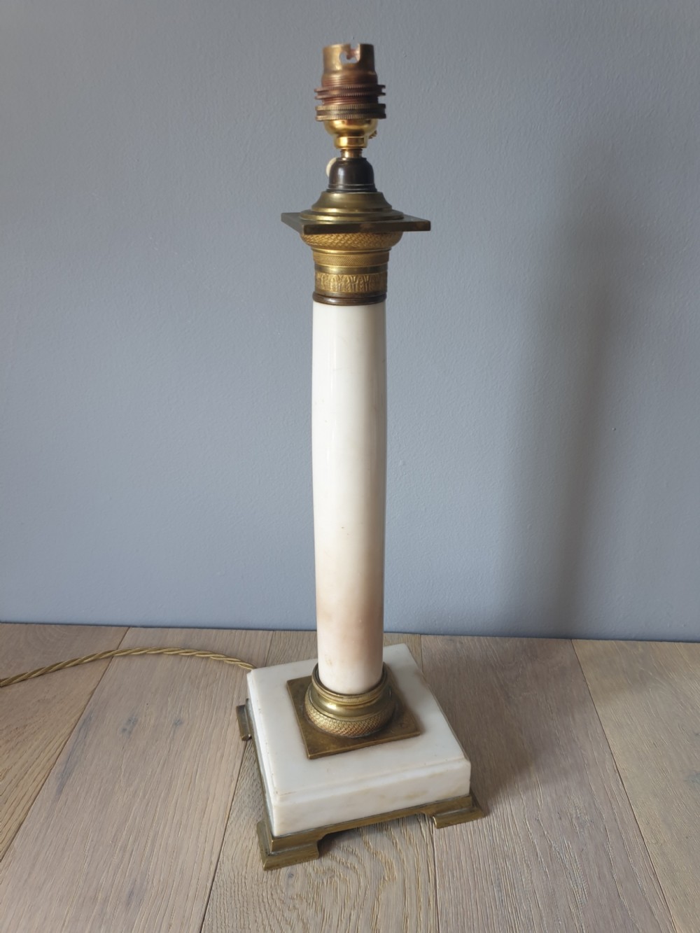 French Marble Brass Table Lamp, Rewired and PAT tested  View XI
