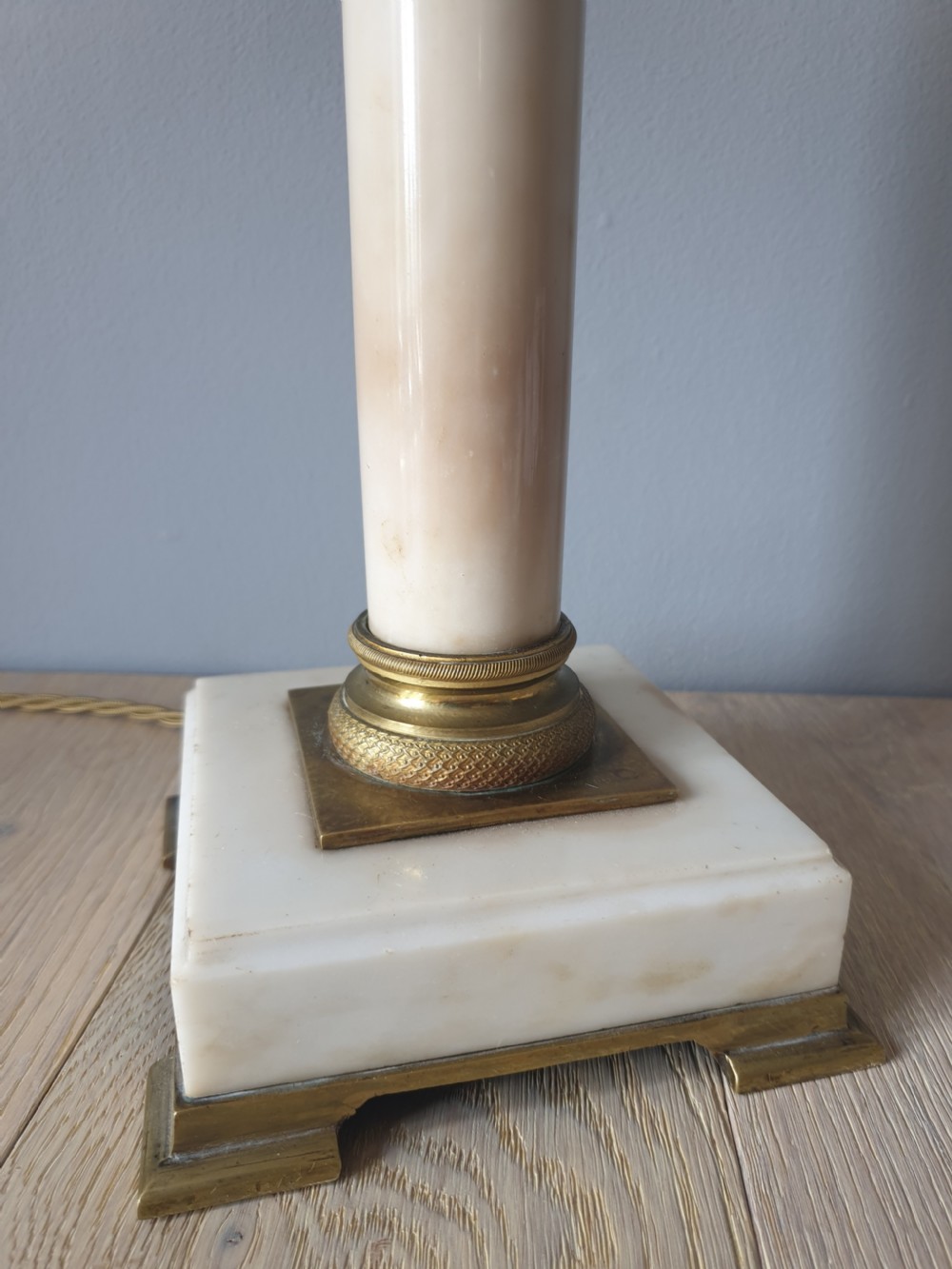 French Marble Brass Table Lamp, Rewired and PAT tested  View XII