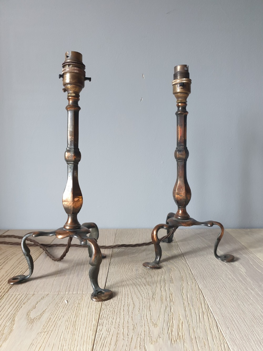 Pair of Bronzed Copper Pullman Table Lamps