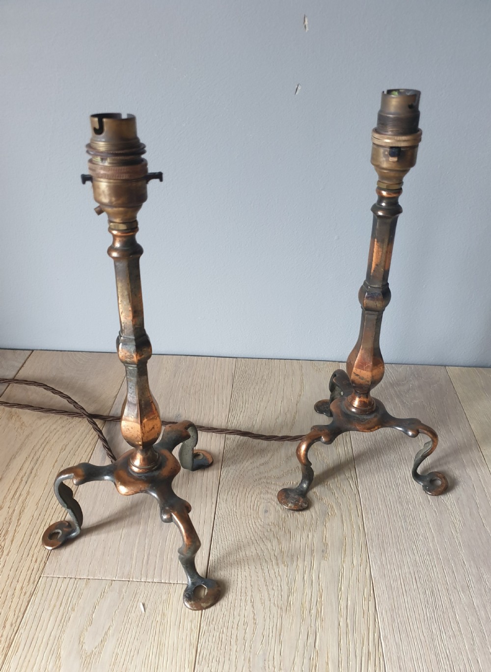 Pair of Bronzed Copper Pullman Table Lamps View II