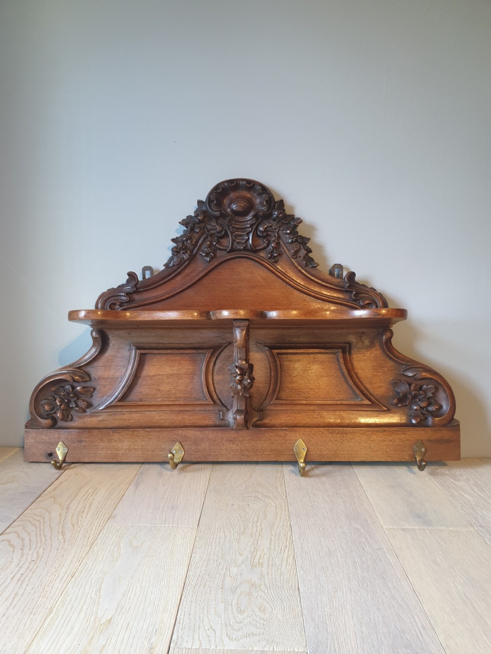 Victorian Mahogany Coat Rack Hook Shelf