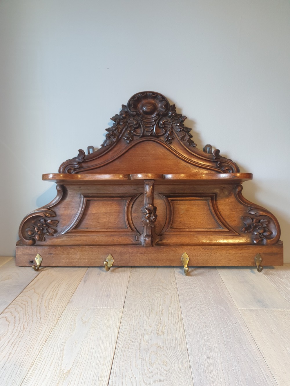 Victorian Mahogany Coat Rack Hook Shelf View III