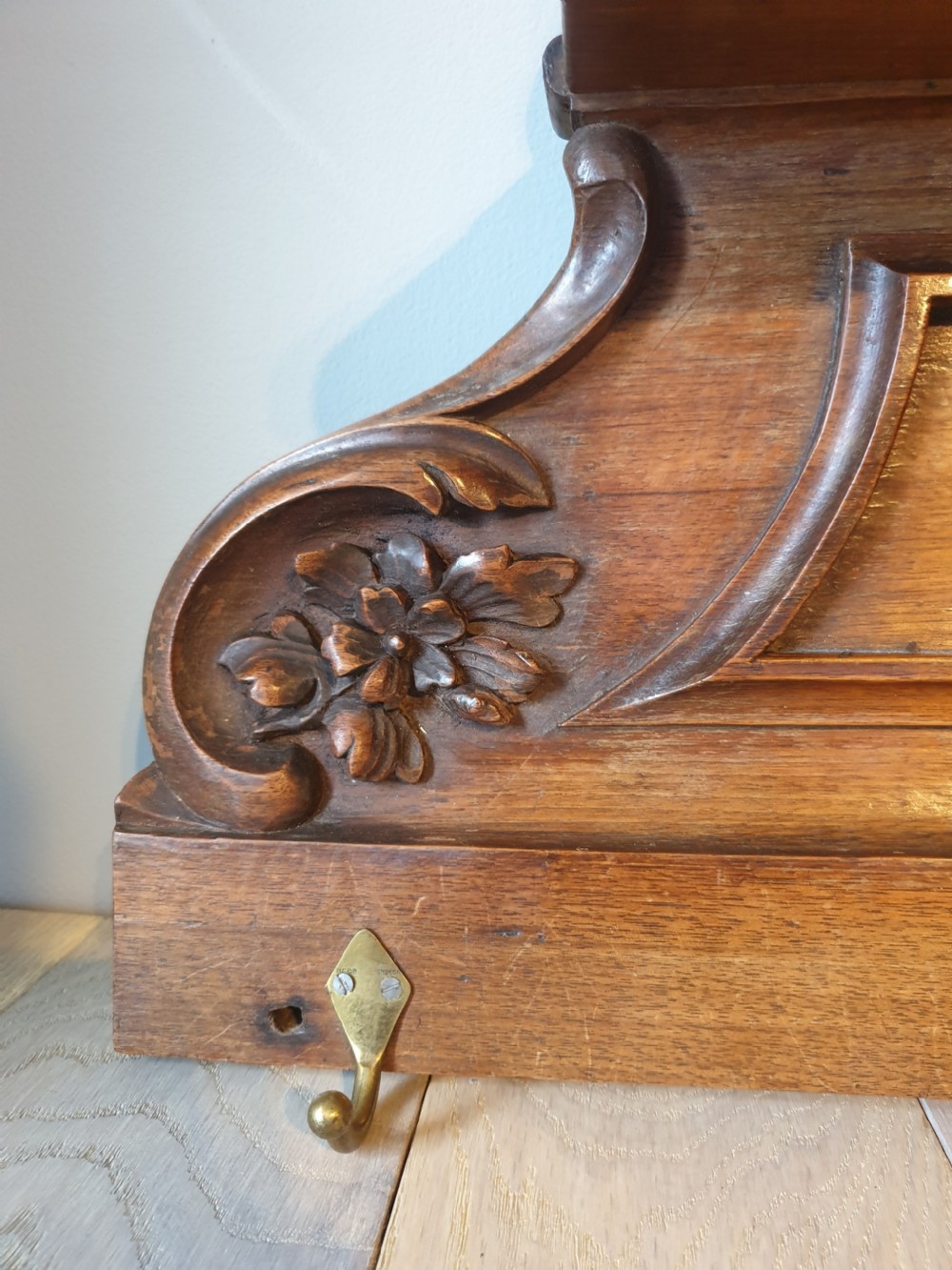 Victorian Mahogany Coat Rack Hook Shelf View VI