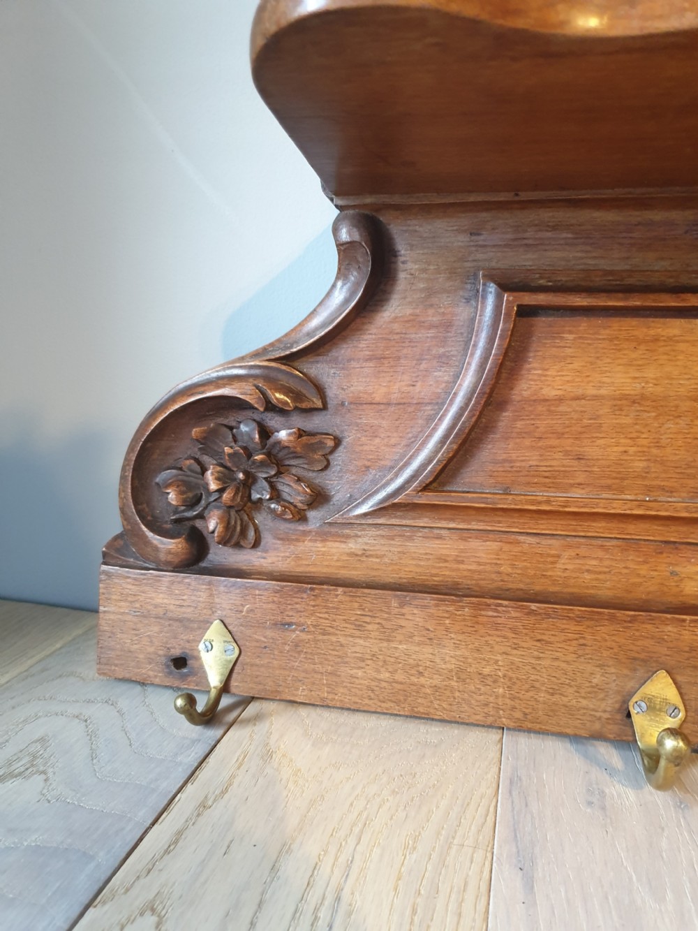 Victorian Mahogany Coat Rack Hook Shelf View VIII