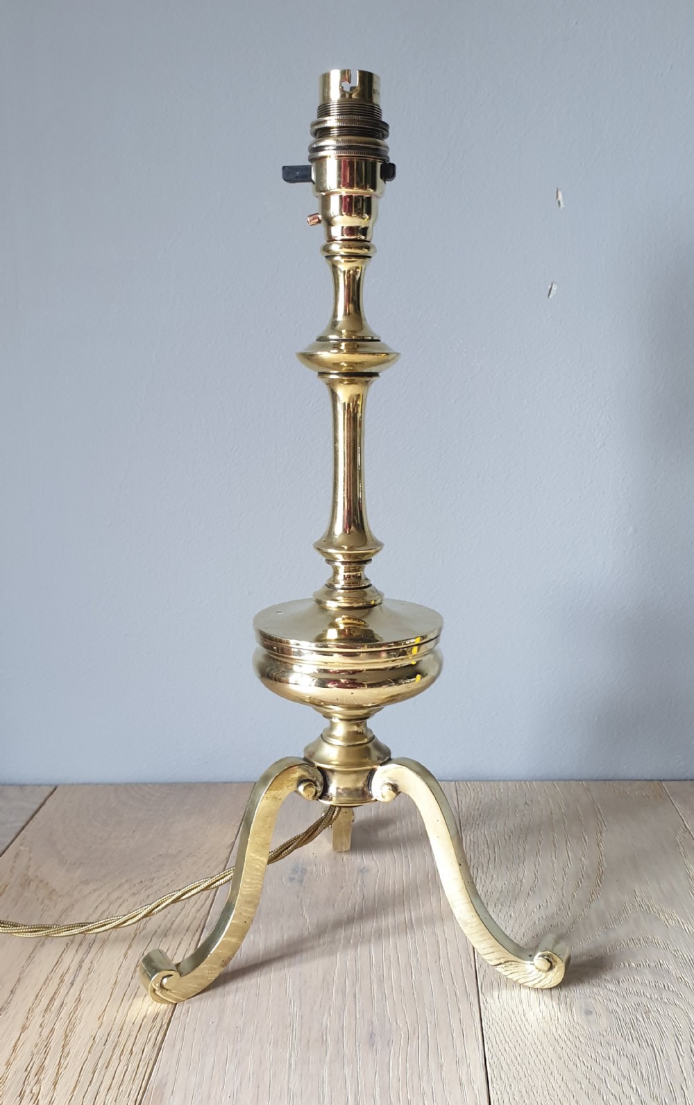 Solid Cast Brass Tripod Table Lamp, Rewired and PAT tested 