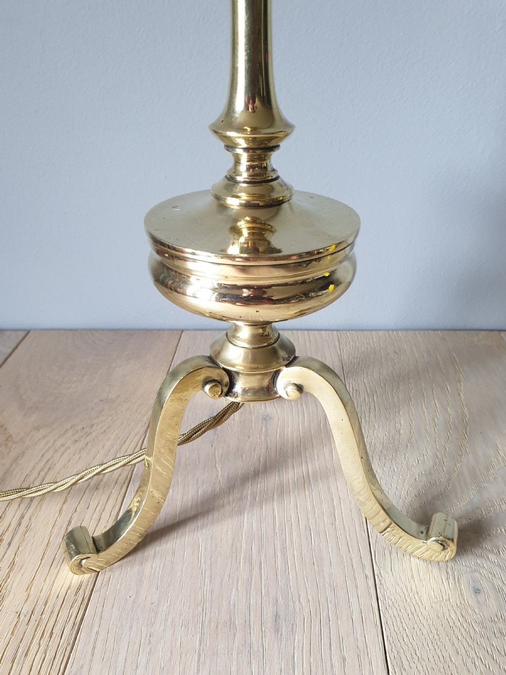 Solid Cast Brass Tripod Table Lamp, Rewired and PAT tested  View V