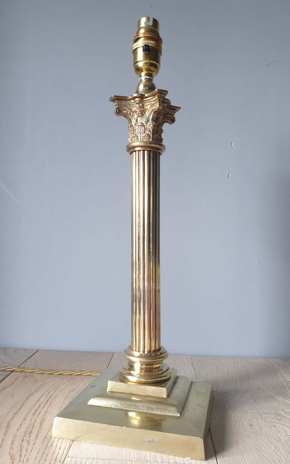 c1910 Corinthian Column Brass Table Lamp, Rewired and PAT tested 