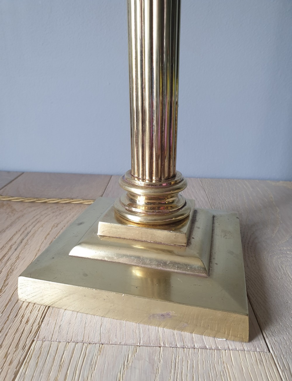 c1910 Corinthian Column Brass Table Lamp, Rewired and PAT tested  View III