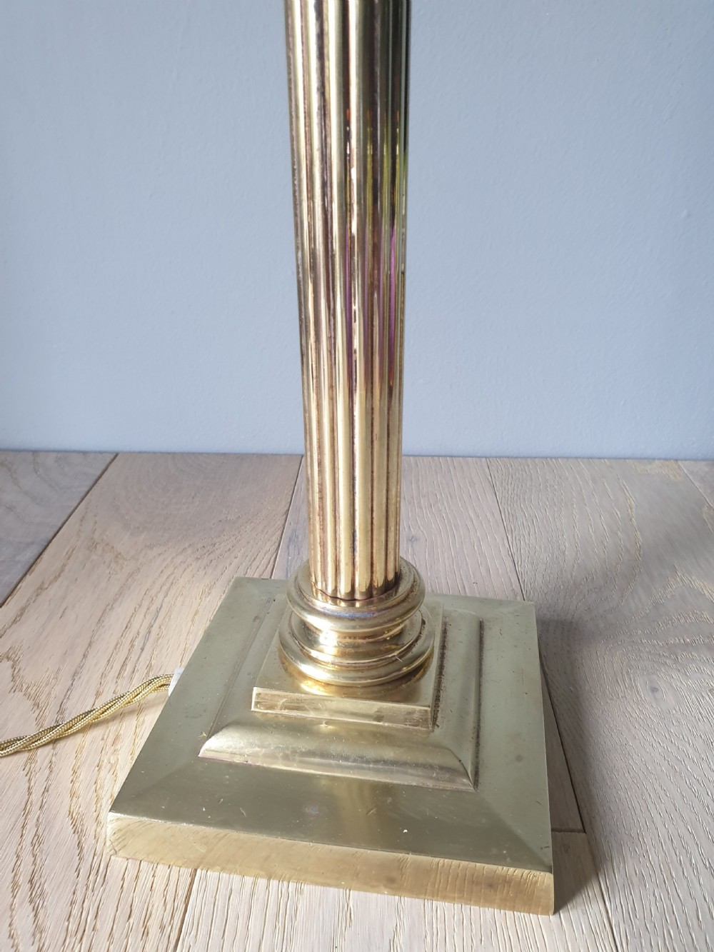 c1910 Corinthian Column Brass Table Lamp, Rewired and PAT tested  View IV