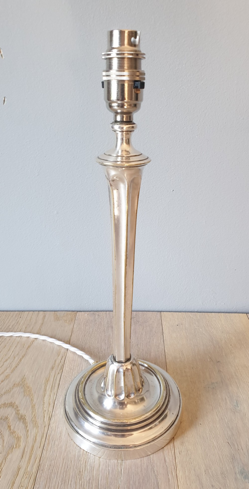 Classical Silver Plated Brass Table Lamp, Rewired and PAT tested 