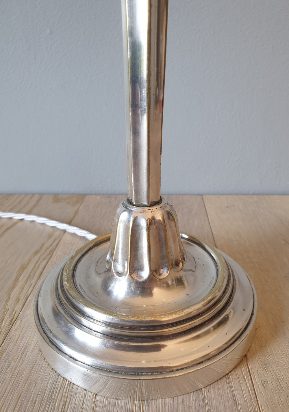 Classical Silver Plated Brass Table Lamp, Rewired and PAT tested  View IV