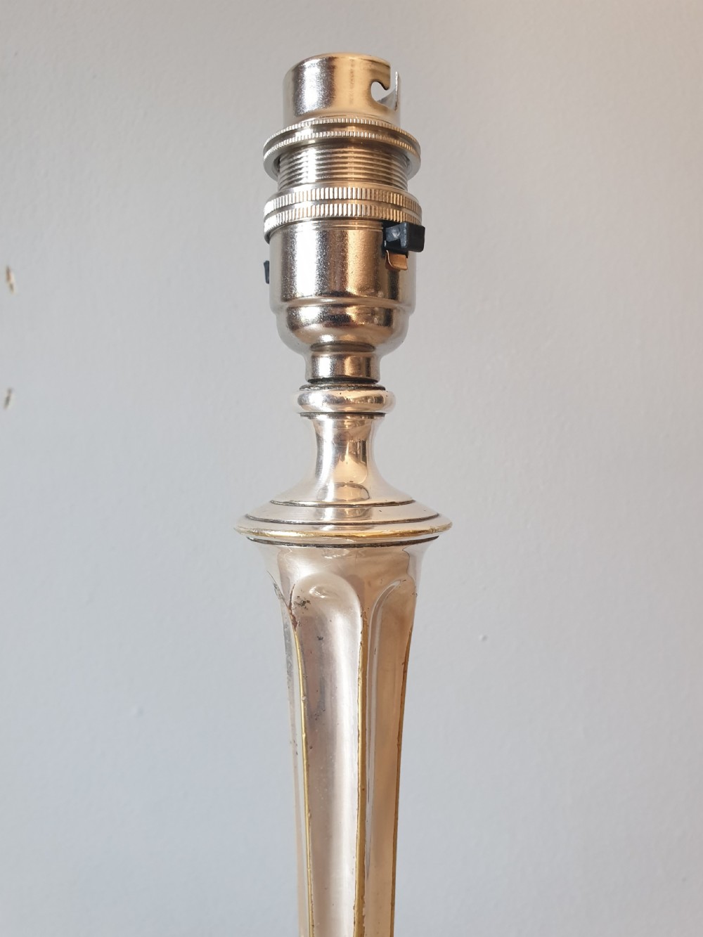 Classical Silver Plated Brass Table Lamp, Rewired and PAT tested  View V