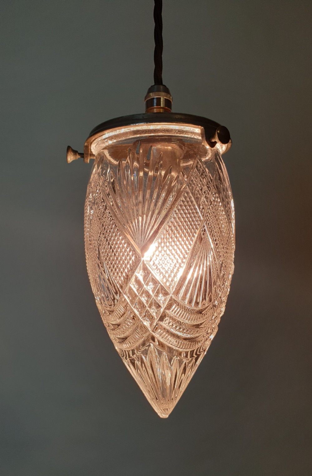 Silver Plated Cut Crystal Pendant Ceiling Light, Rewired  View III