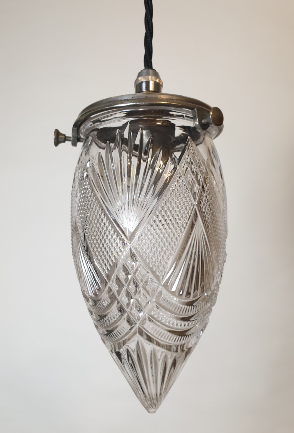 Silver Plated Cut Crystal Pendant Ceiling Light, Rewired  View VII