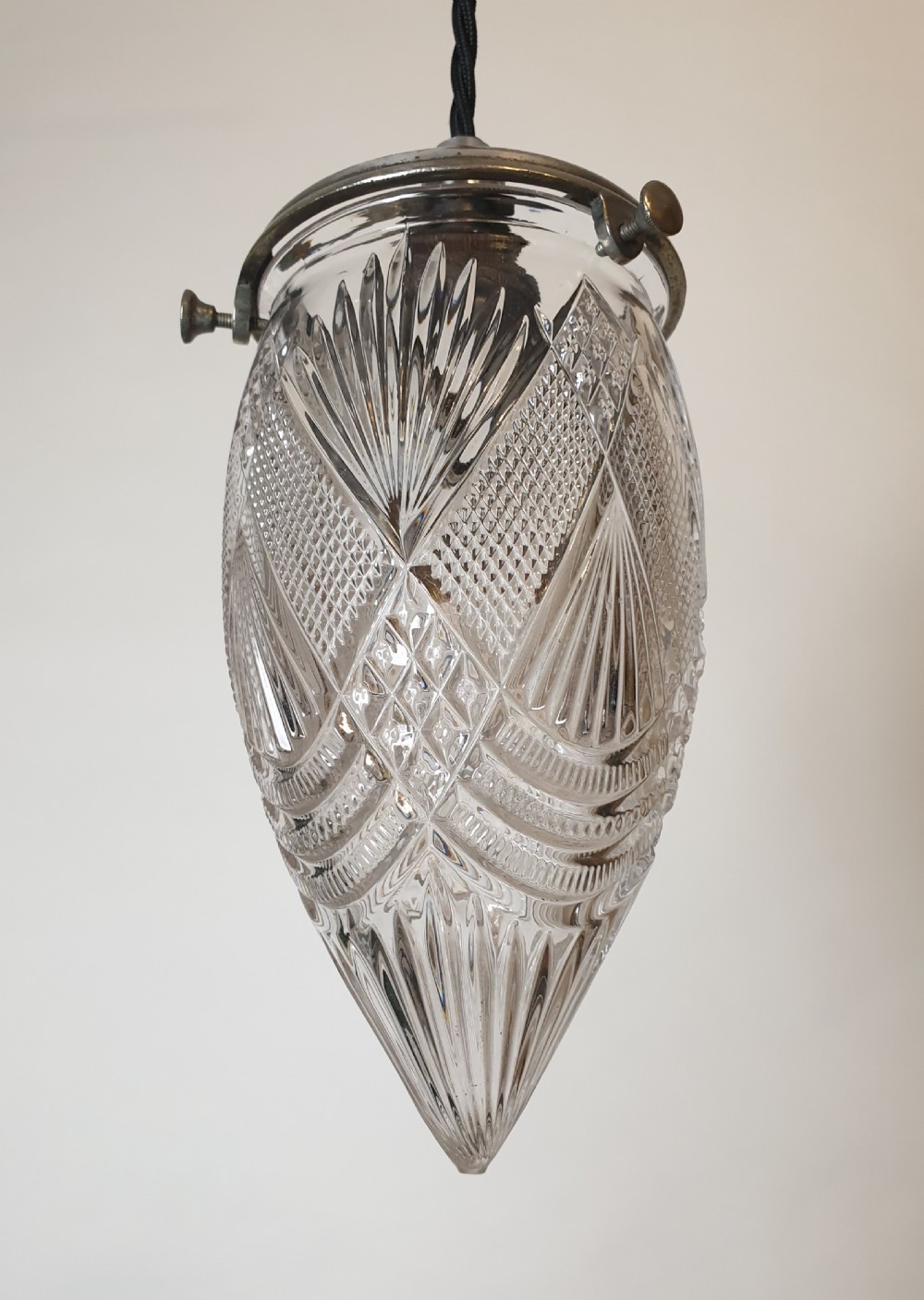 Silver Plated Cut Crystal Pendant Ceiling Light, Rewired  View VIII