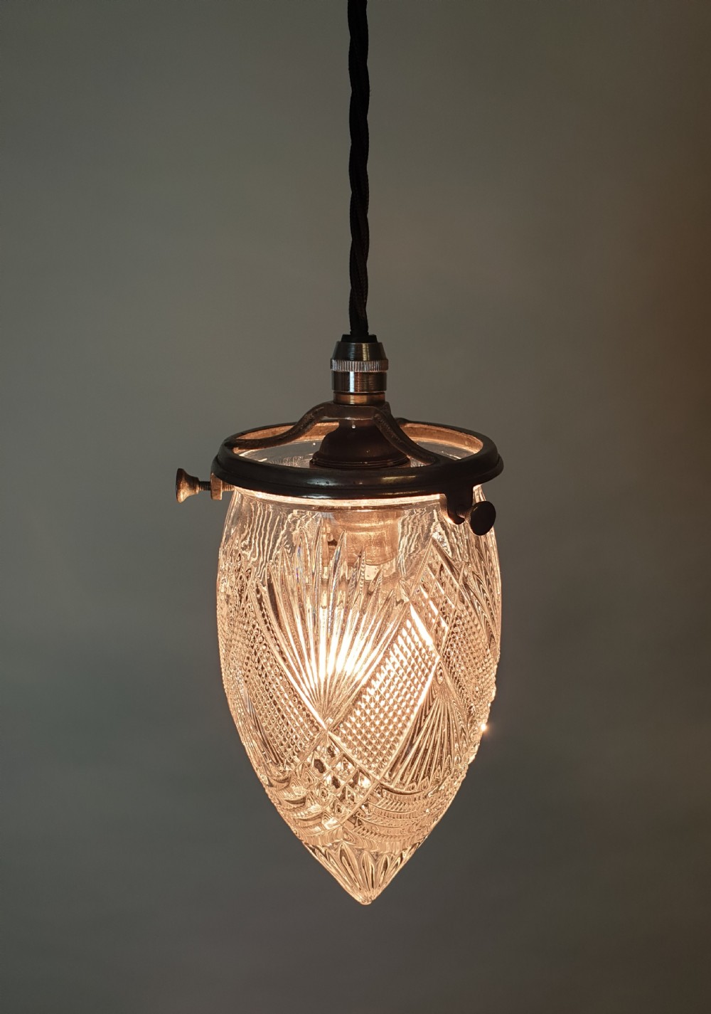 Silver Plated Cut Crystal Pendant Ceiling Light, Rewired  View X
