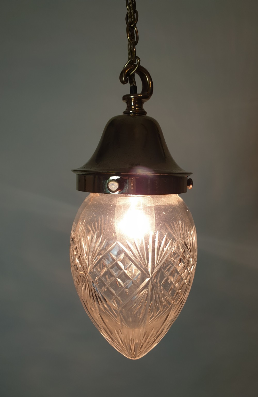Cut Crystal Glass Ceiling Pendant Light, Rewired  View VII