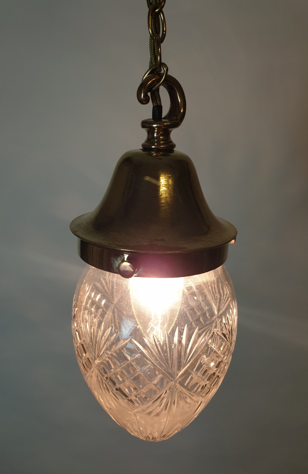 Cut Crystal Glass Ceiling Pendant Light, Rewired  View IX