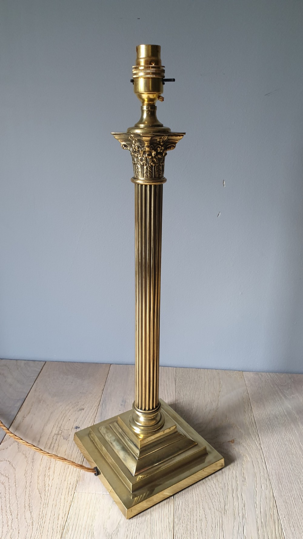 Tall High Quality Brass Corinthian Column Table Lamp, Rewired and PAT tested 