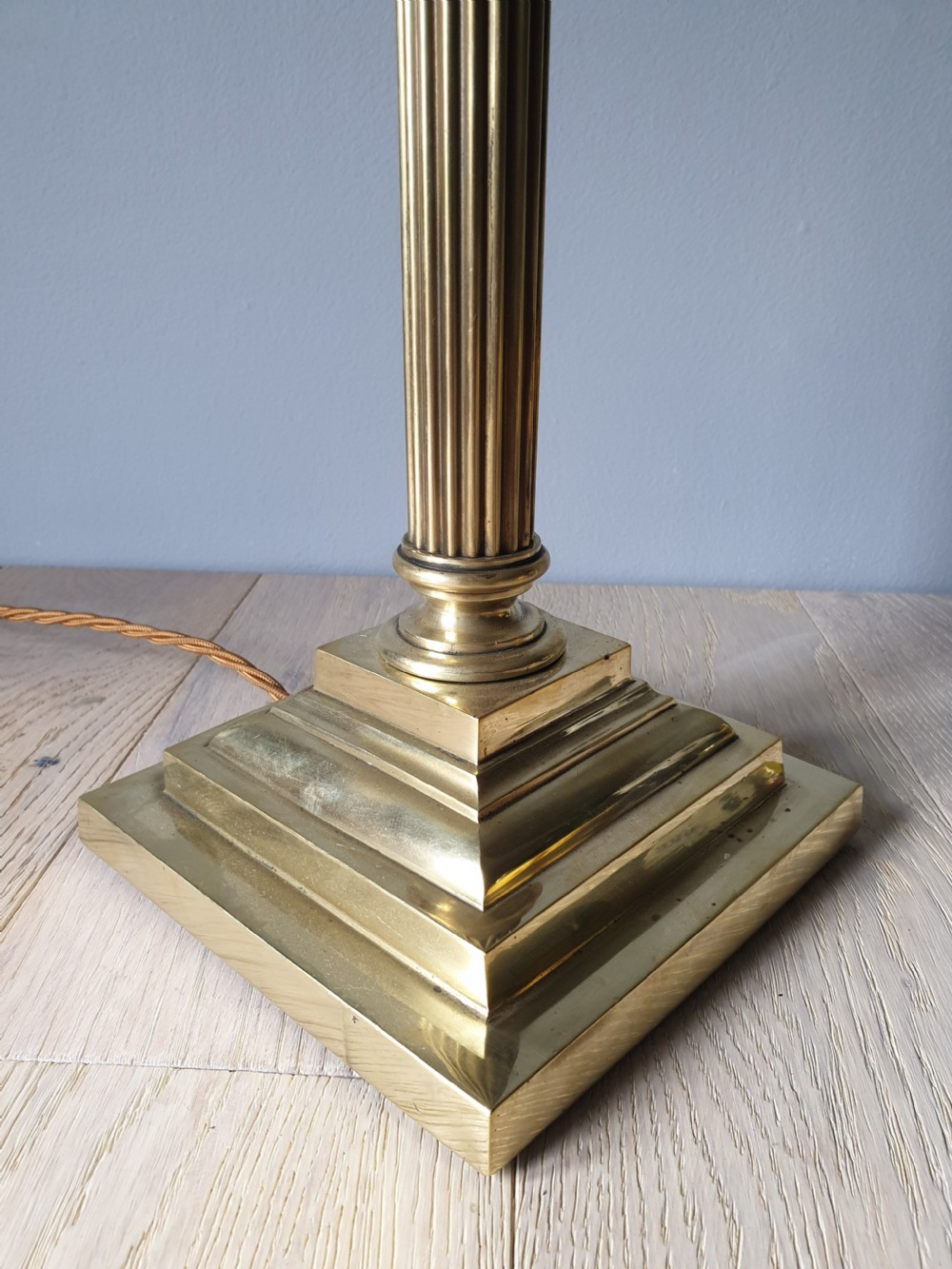 Tall High Quality Brass Corinthian Column Table Lamp, Rewired and PAT tested  View VI