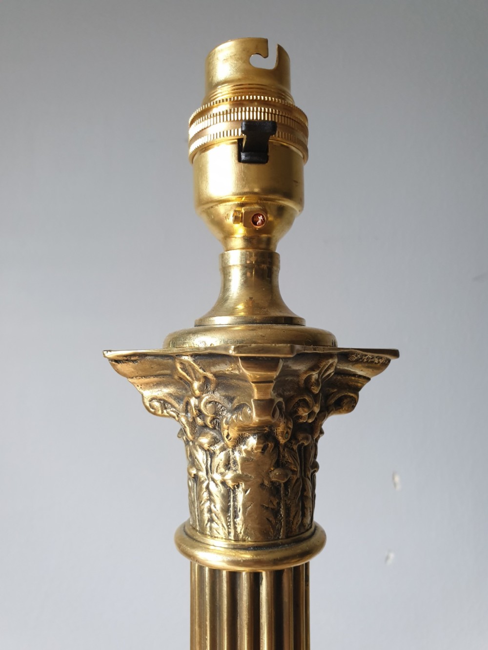 Tall High Quality Brass Corinthian Column Table Lamp, Rewired and PAT tested  View VII