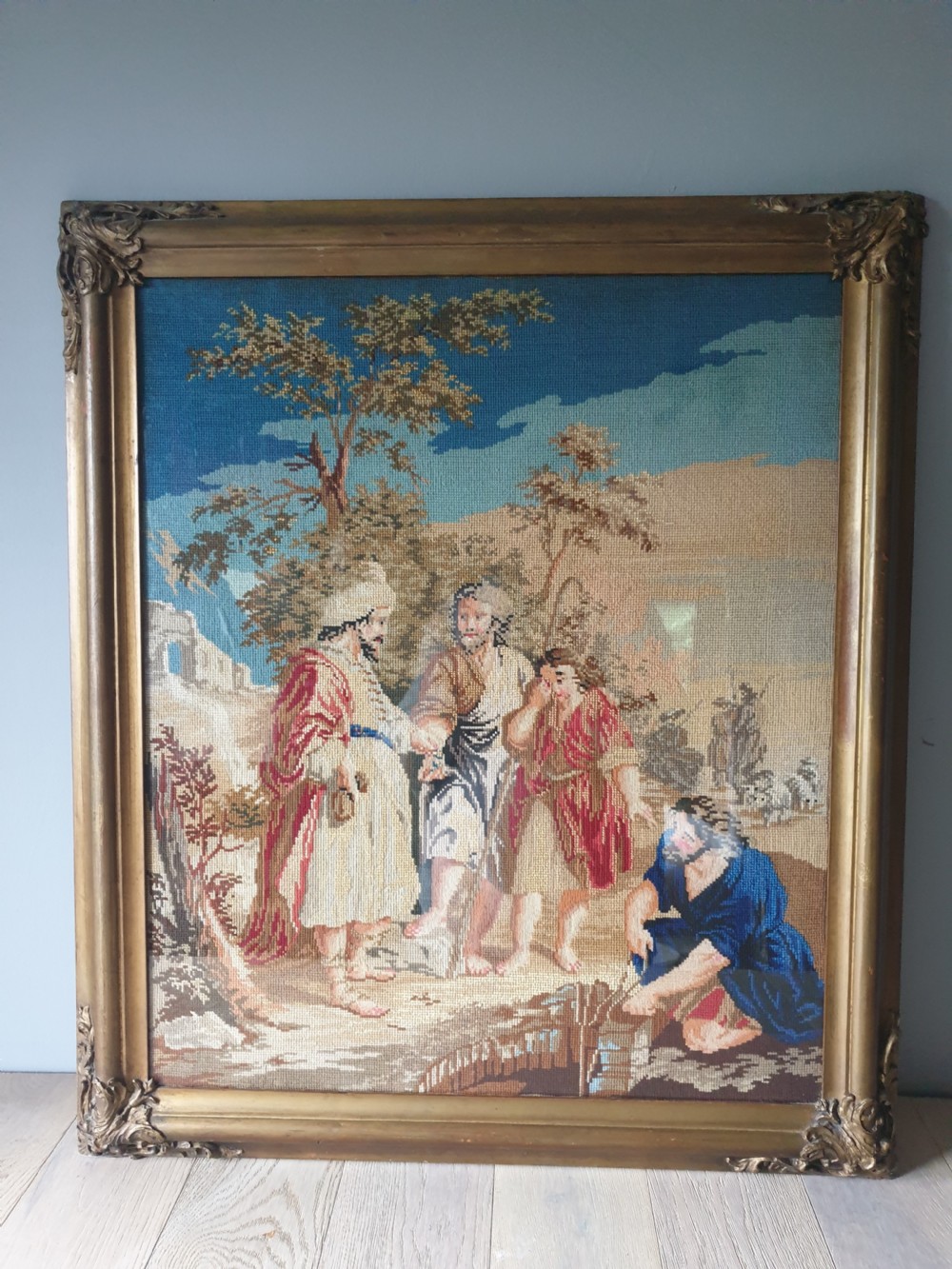 c1900 Biblical Tapestry Framed  View VI