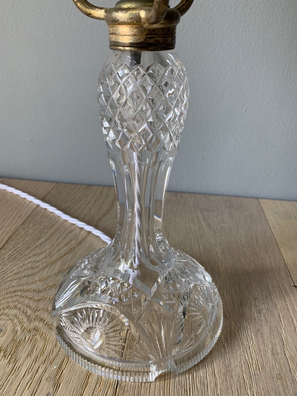Cut Glass Crystal Mushroom Table Lamp, Rewired and Pat tested  View III