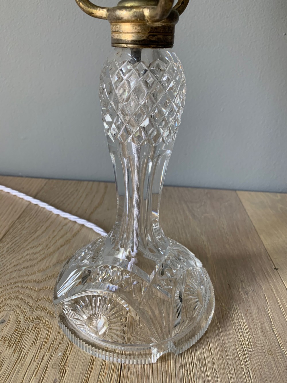 Cut Glass Crystal Mushroom Table Lamp, Rewired and Pat tested  View V