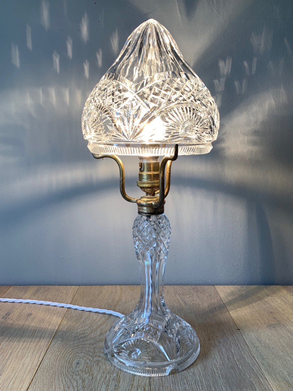 Cut Glass Crystal Mushroom Table Lamp, Rewired and Pat tested  View IX