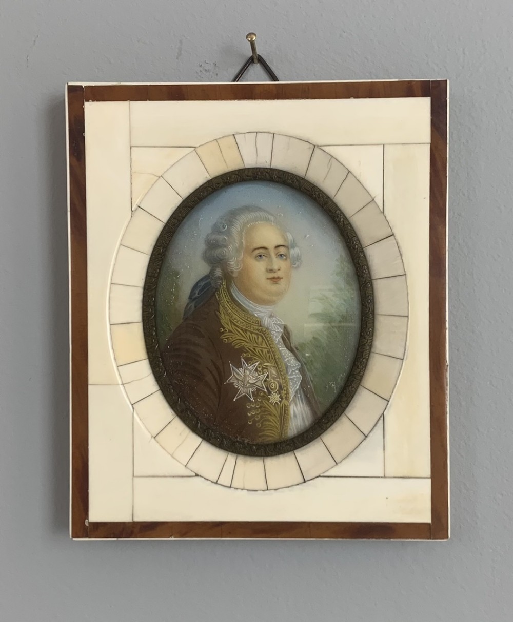 19th Century Miniature of Louis XVI in Ivory Frame 