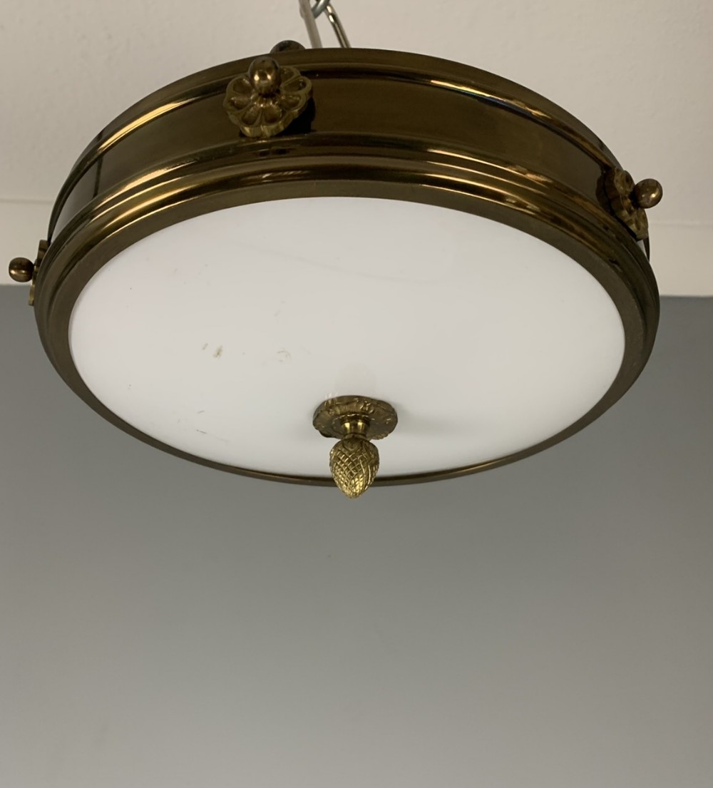 French Art Deco Flush Ceiling Light, Rewired 