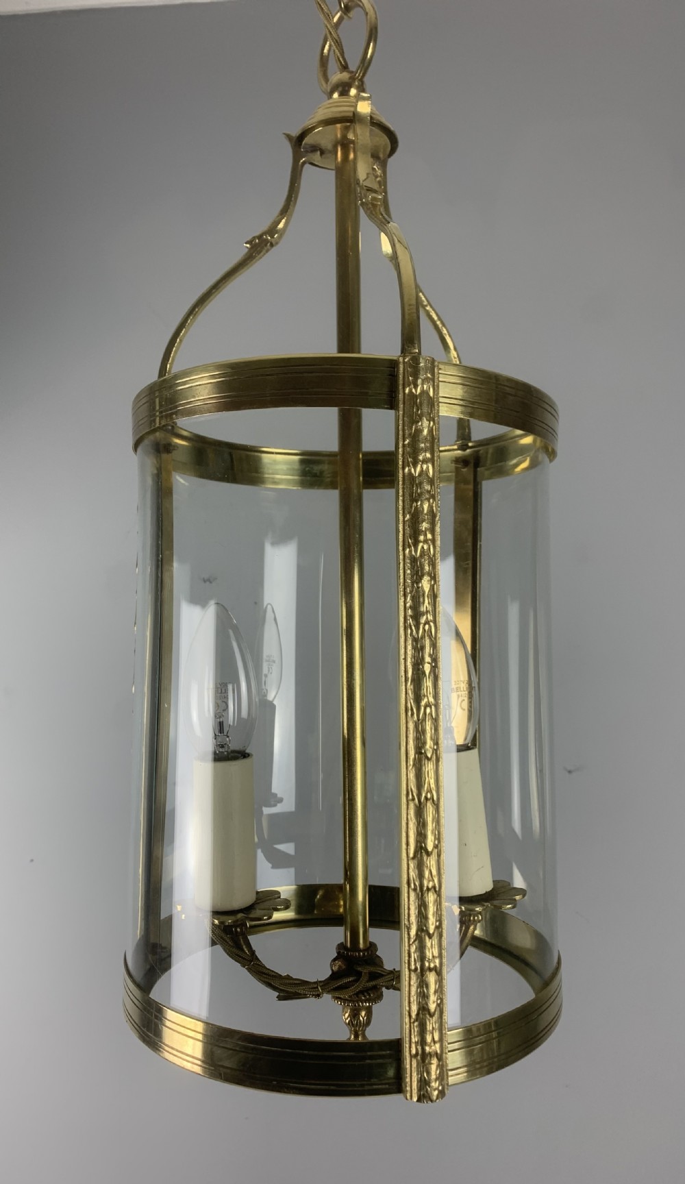 French Polished Brass  Twin Light Brass Convex Lantern, Rewired