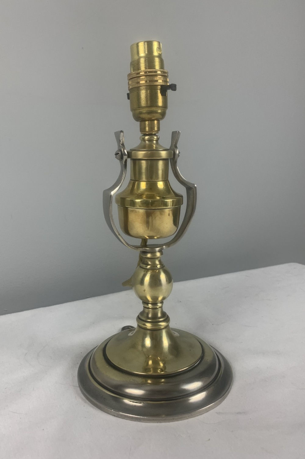 Distressed Silver Plated Brass Gimbal Wall Table Lamp, Rewired and Pat tested 