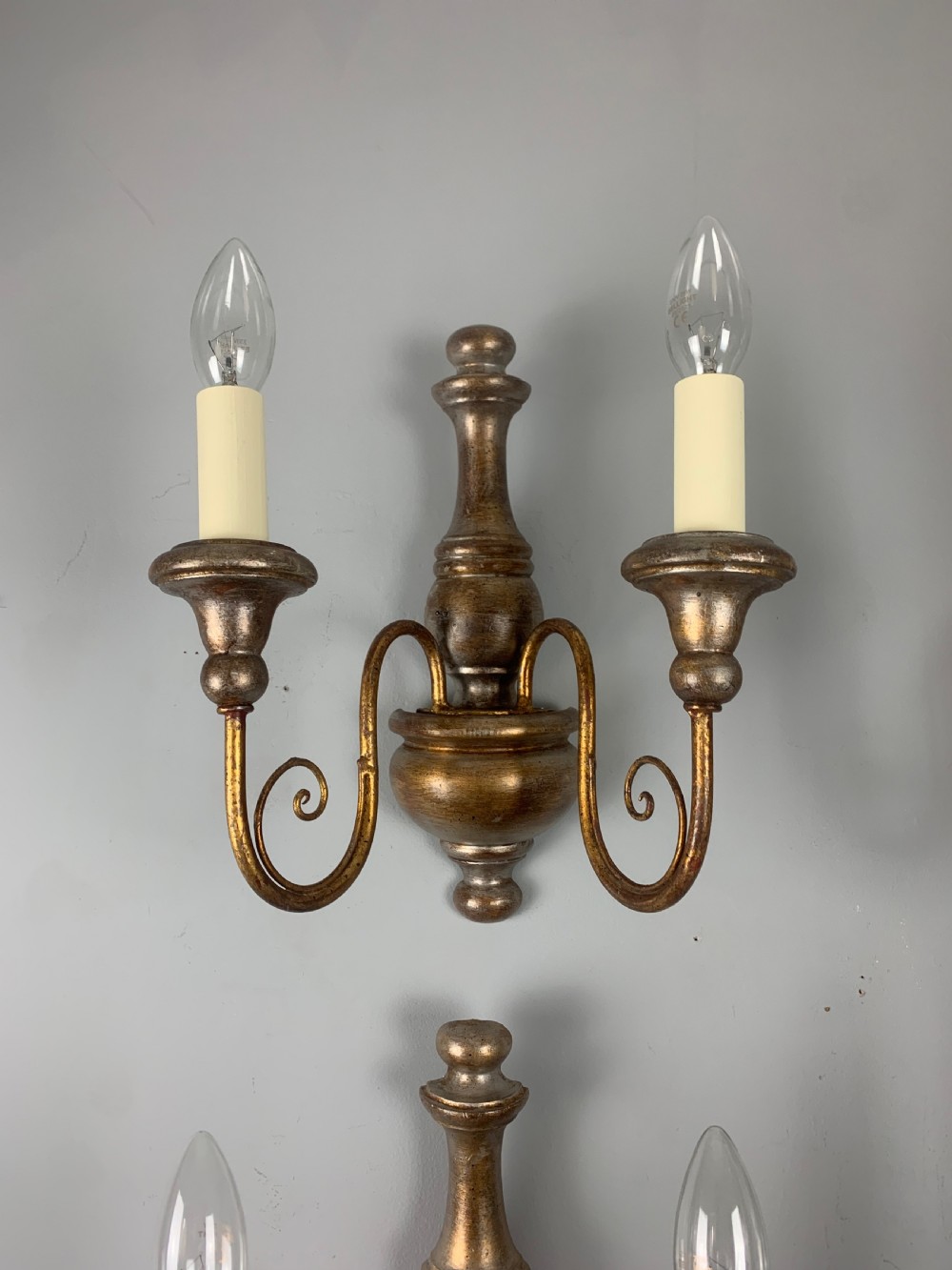 Set of 4 Italian Polychrome Giltwood Wall Lights, Rewired  View XIII