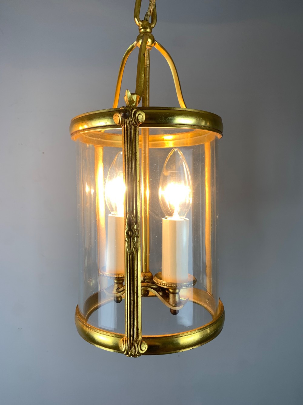 Pair of Small French Gilt Bronze Twin Light Lanterns, Rewired  View IV