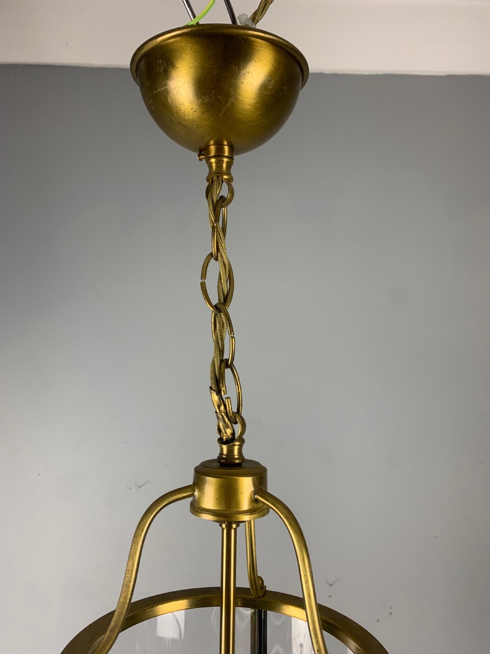 French Gilt Brass Triple Light Lantern, Rewired  View II
