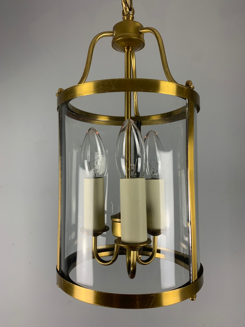 French Gilt Brass Triple Light Lantern, Rewired  View III