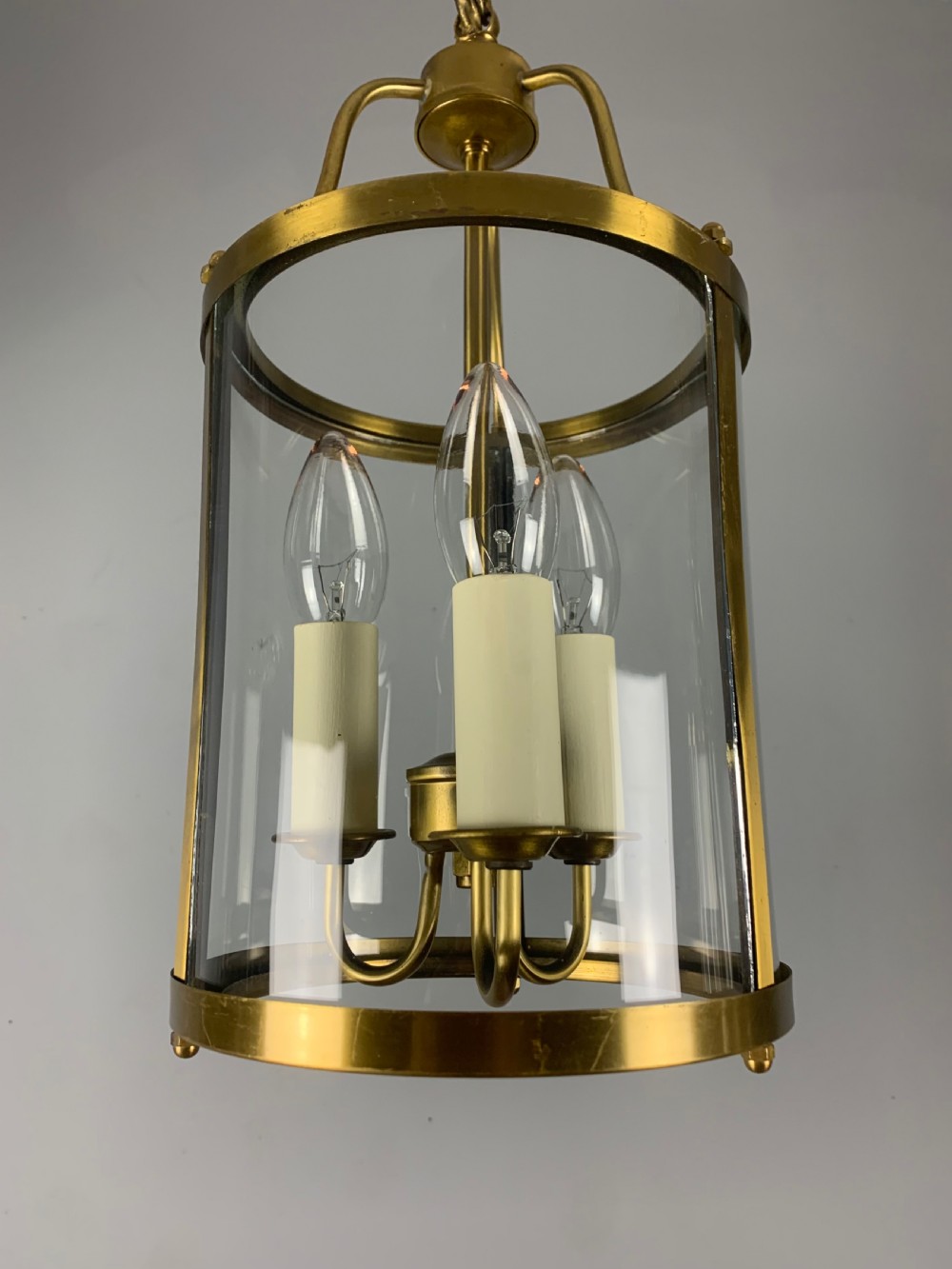 French Gilt Brass Triple Light Lantern, Rewired  View IV