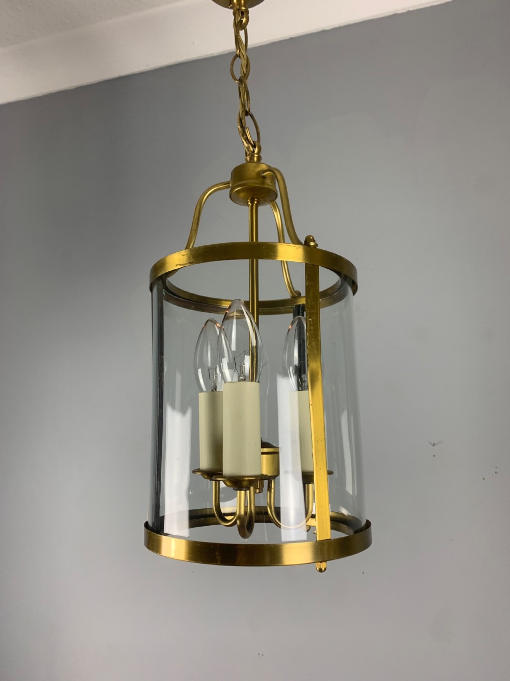 French Gilt Brass Triple Light Lantern, Rewired  View VI