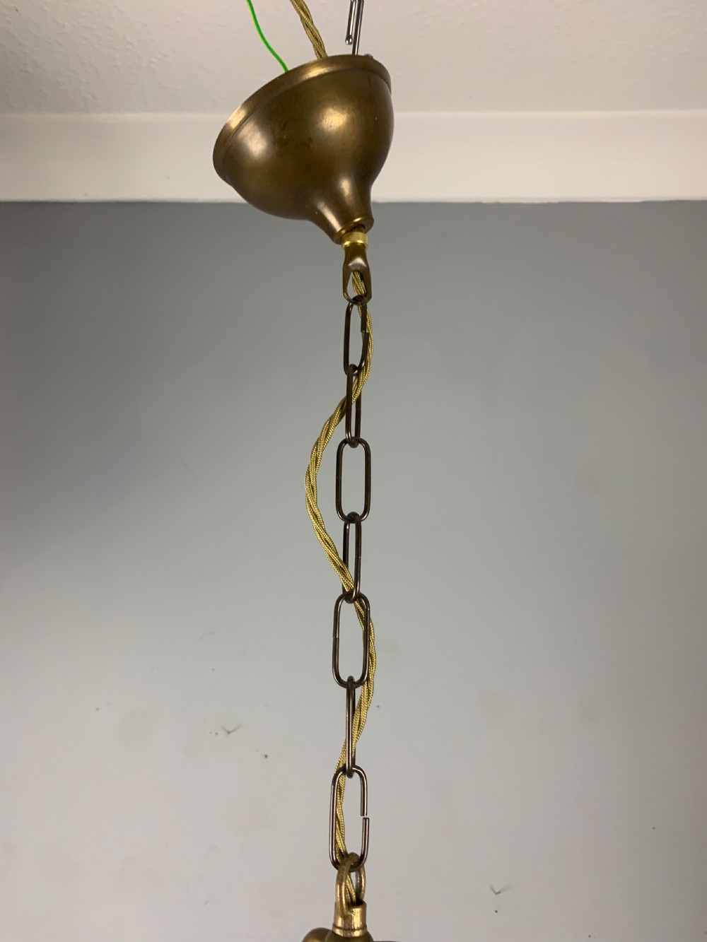 French Small Brass Twin Light Antique Hall Lantern View VII