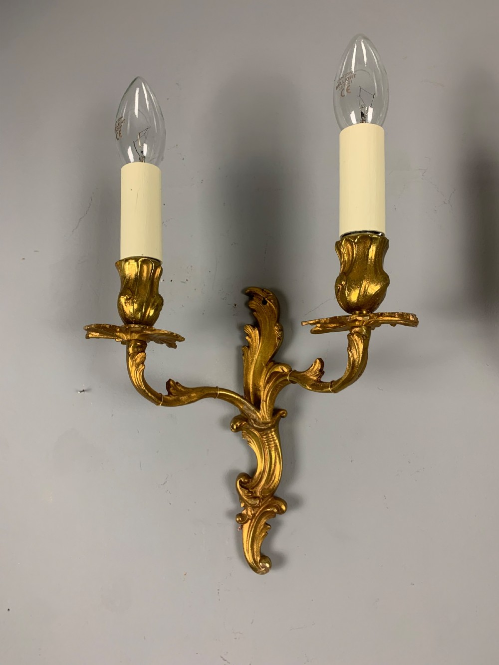 Small Pair of French Antique Wall Lights, Gilt Bronze  View III