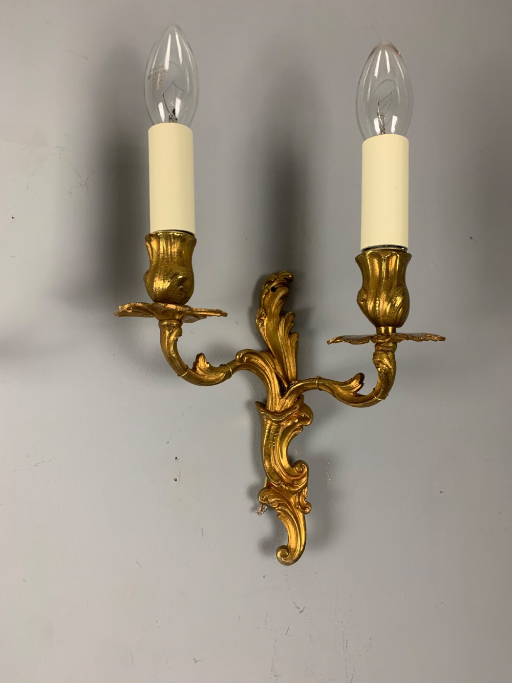 Small Pair of French Antique Wall Lights, Gilt Bronze  View VII