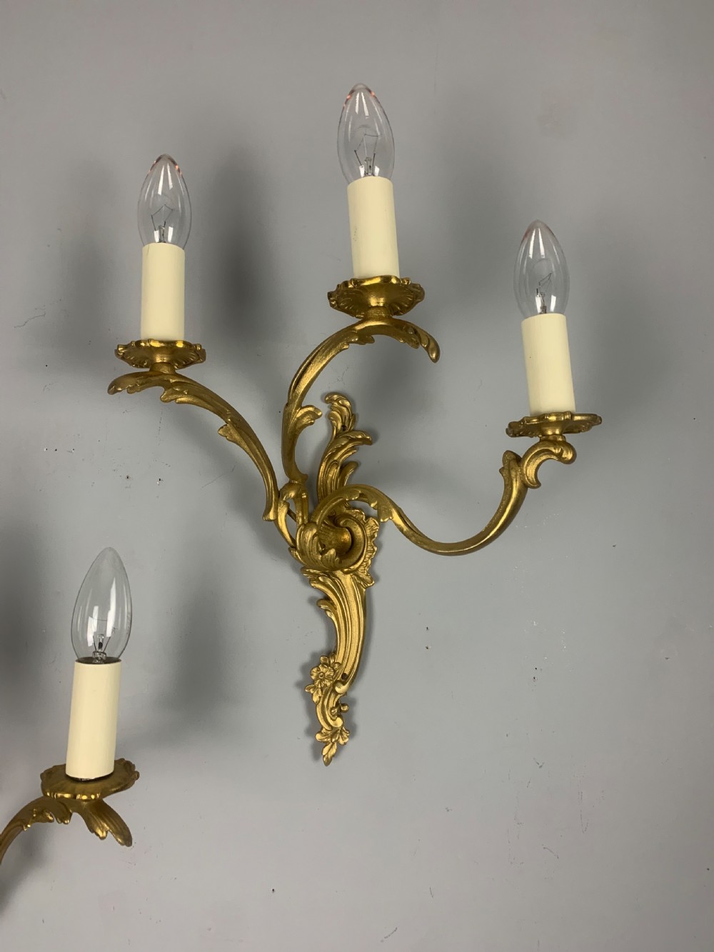 Pair of French Triple Arm Antique Wall Lights  View V
