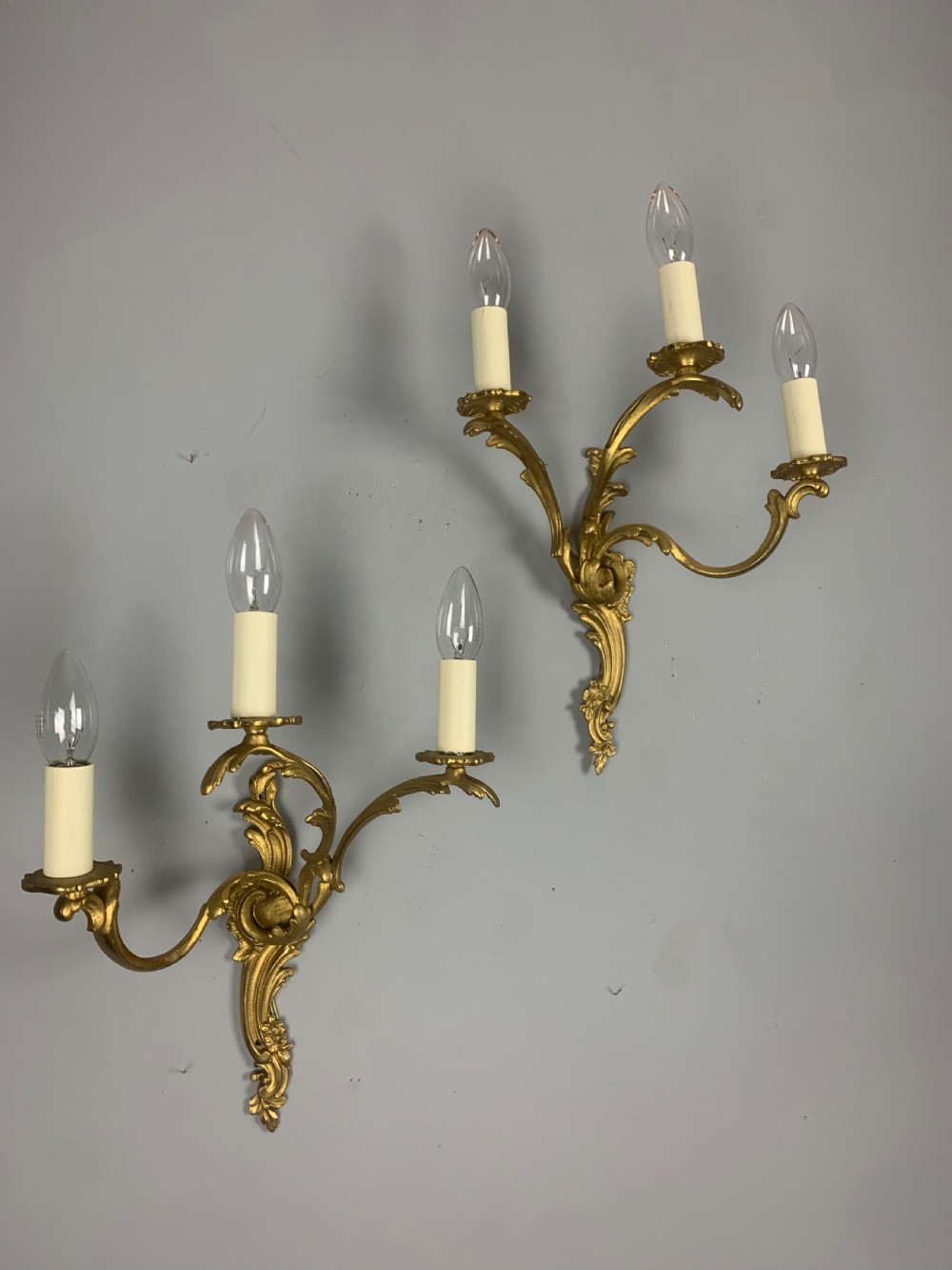 Pair of French Triple Arm Antique Wall Lights  View IX