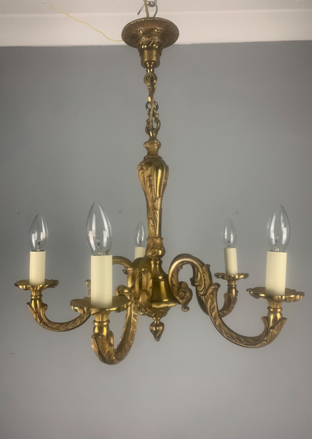 French Bronze 5 Light Antique Chandelier 