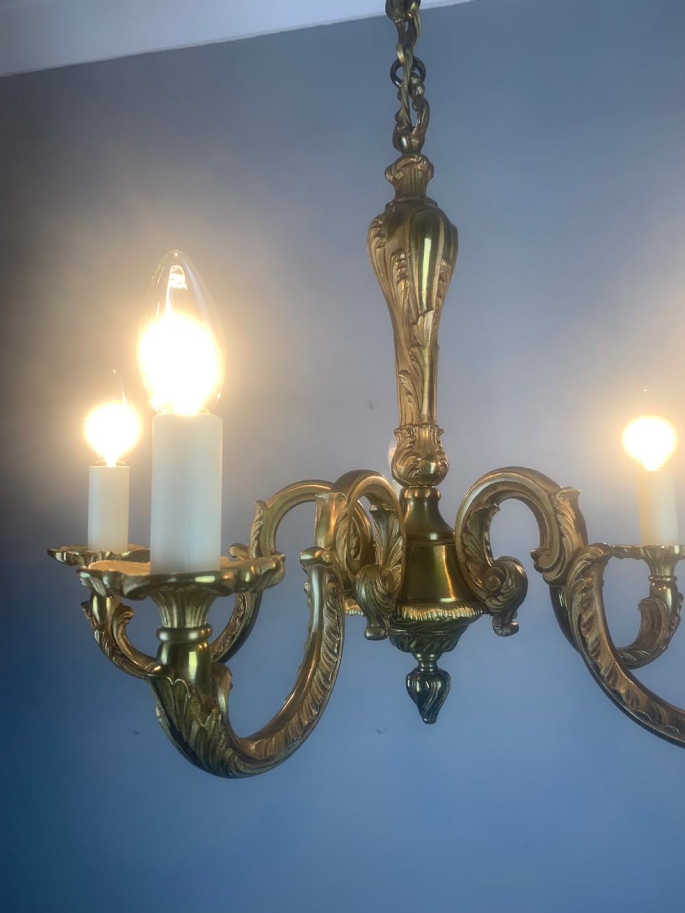 French Bronze 5 Light Antique Chandelier  View III